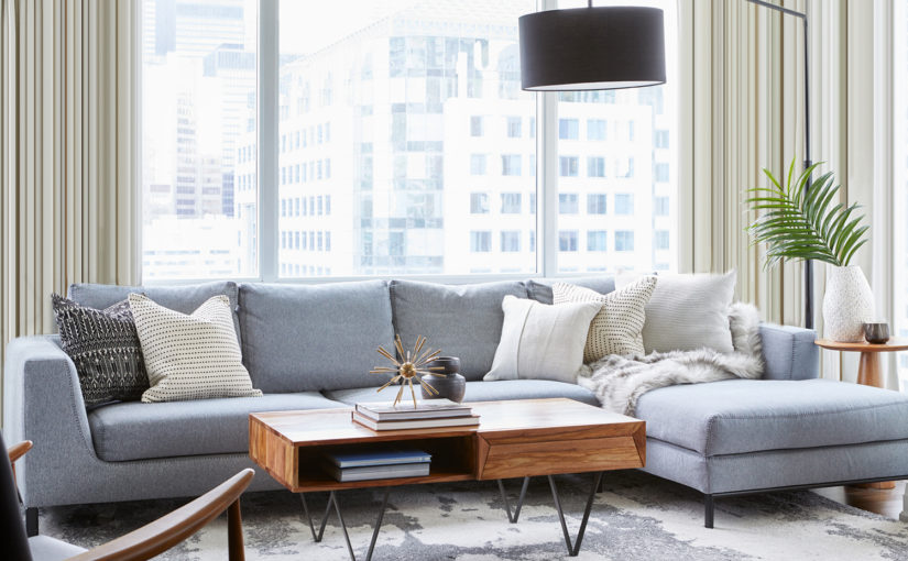 condo living room interior design beige and grey by lux design